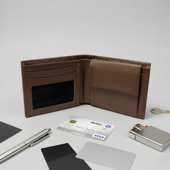 ROYAL FORCE Brown Men's Crocodile Slim Wallet With AUSTIN RFID Blocking Bifold Credit Card Holder With Luxury Gift Box