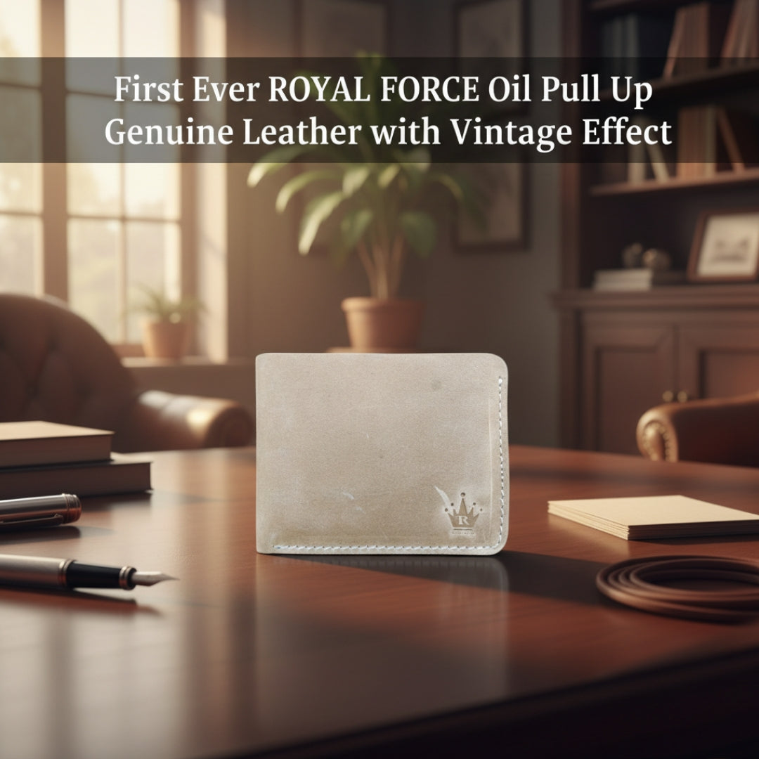 Royal Force Prestige Genuine Leather Crazy Skin Beige Wallet With Luxury Gift Box