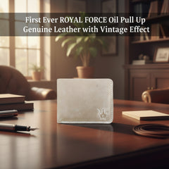 Royal Force Prestige Genuine Leather Crazy Skin Beige Wallet With Luxury Gift Box