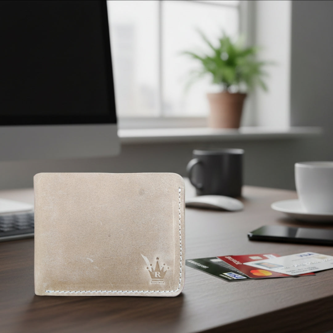 Royal Force Prestige Genuine Leather Crazy Skin Beige Wallet With Luxury Gift Box
