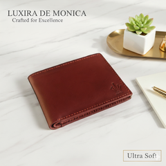 ROYAL FORCE Burgundy Men's Classic Bifold Wallet with Card Slots, Bill Compartment and Id Window