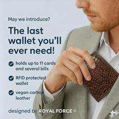 ROYAL FORCE Brown Men's Cobra Slim Wallet With  AUSTIN RFID Blocking Bifold Credit Card Holder With Gift Box