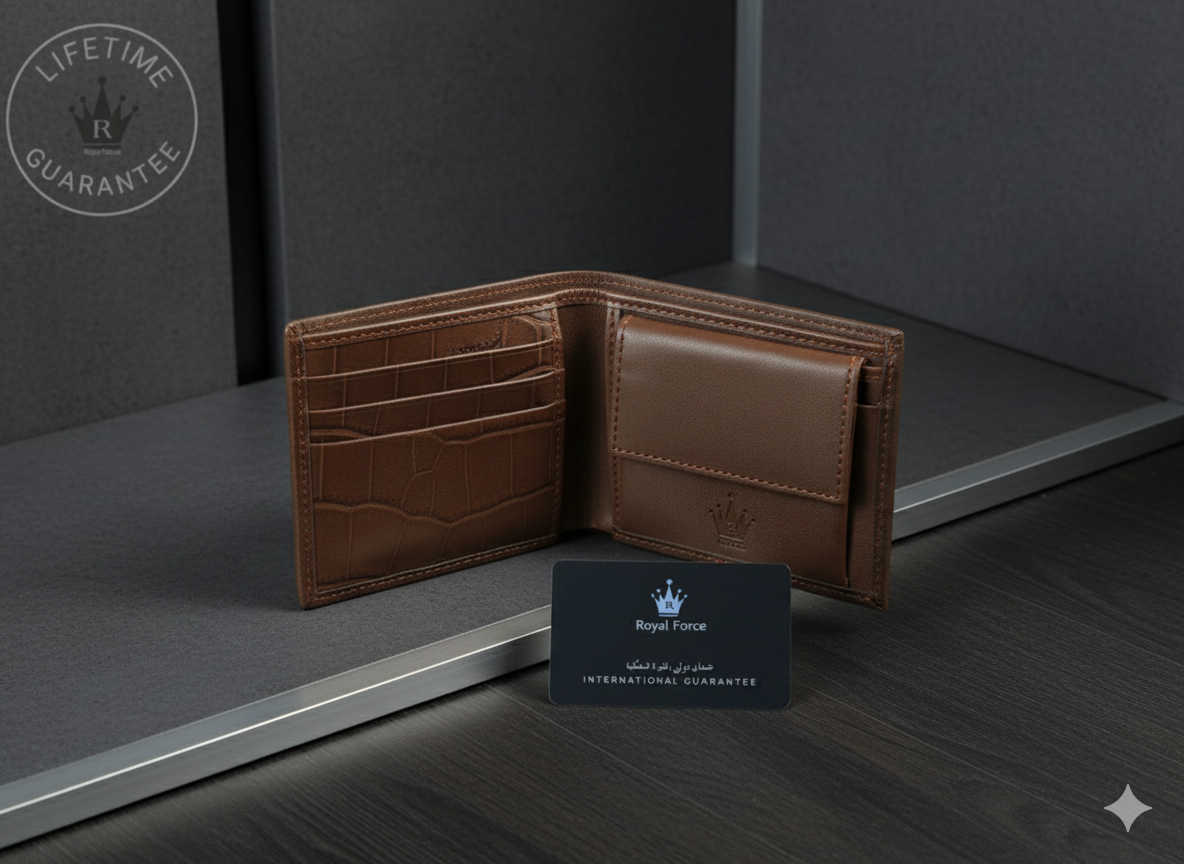 ROYAL FORCE Brown Men's Cobra Slim Wallet With  AUSTIN RFID Blocking Bifold Credit Card Holder With Gift Box