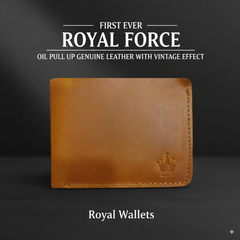 Royal Force Ultra Slim Oil Pull Up Genuine Leather Wallet Vintage Brown