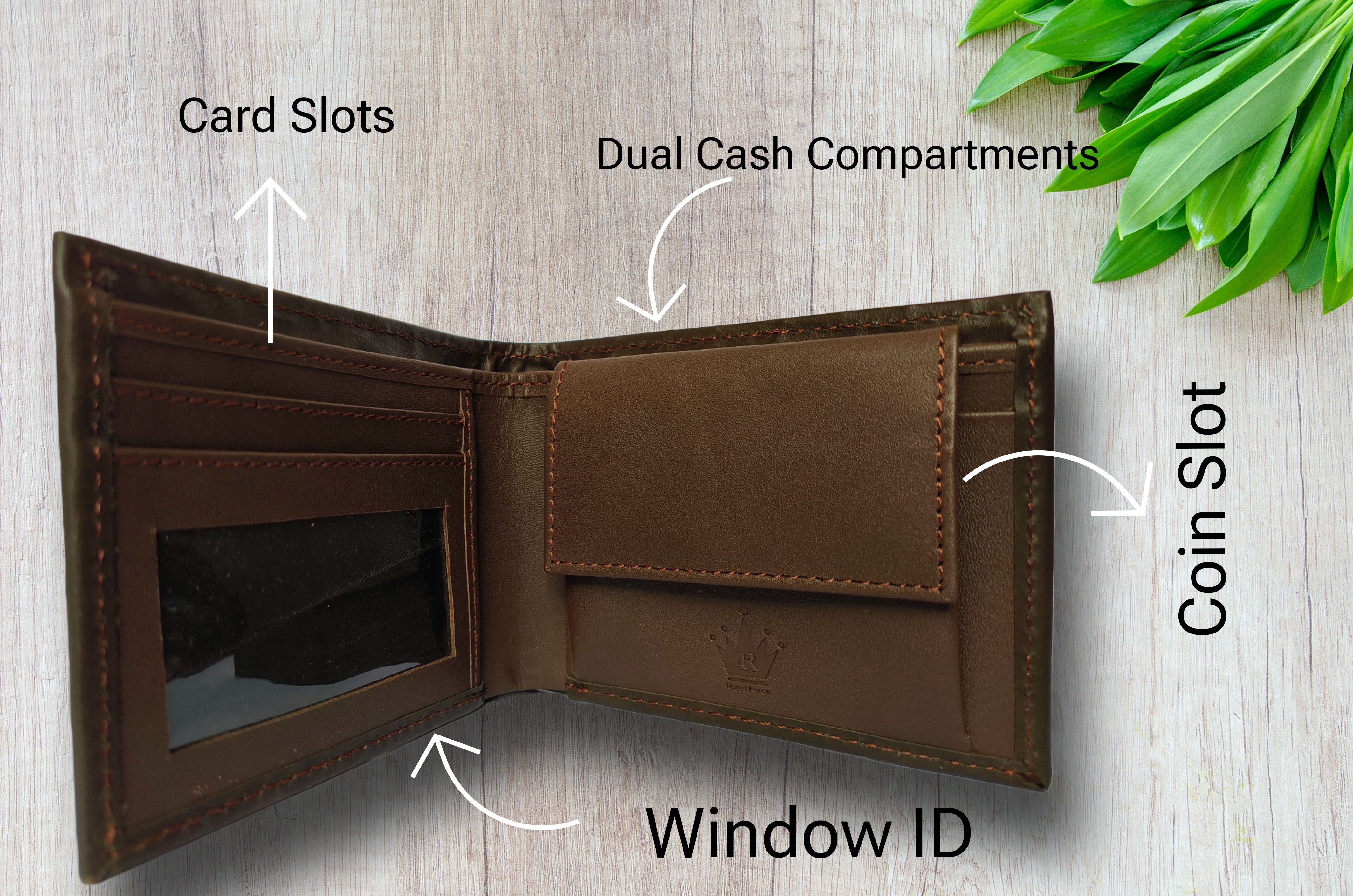 ROYAL FORCE Brown Men's Cobra Slim Wallet With  AUSTIN RFID Blocking Bifold Credit Card Holder With Gift Box