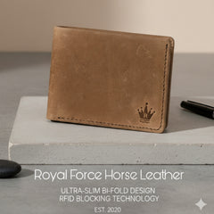 Royal Force Ultra Slim Oil Pull Up Genuine Leather Wallet Vintage Beige