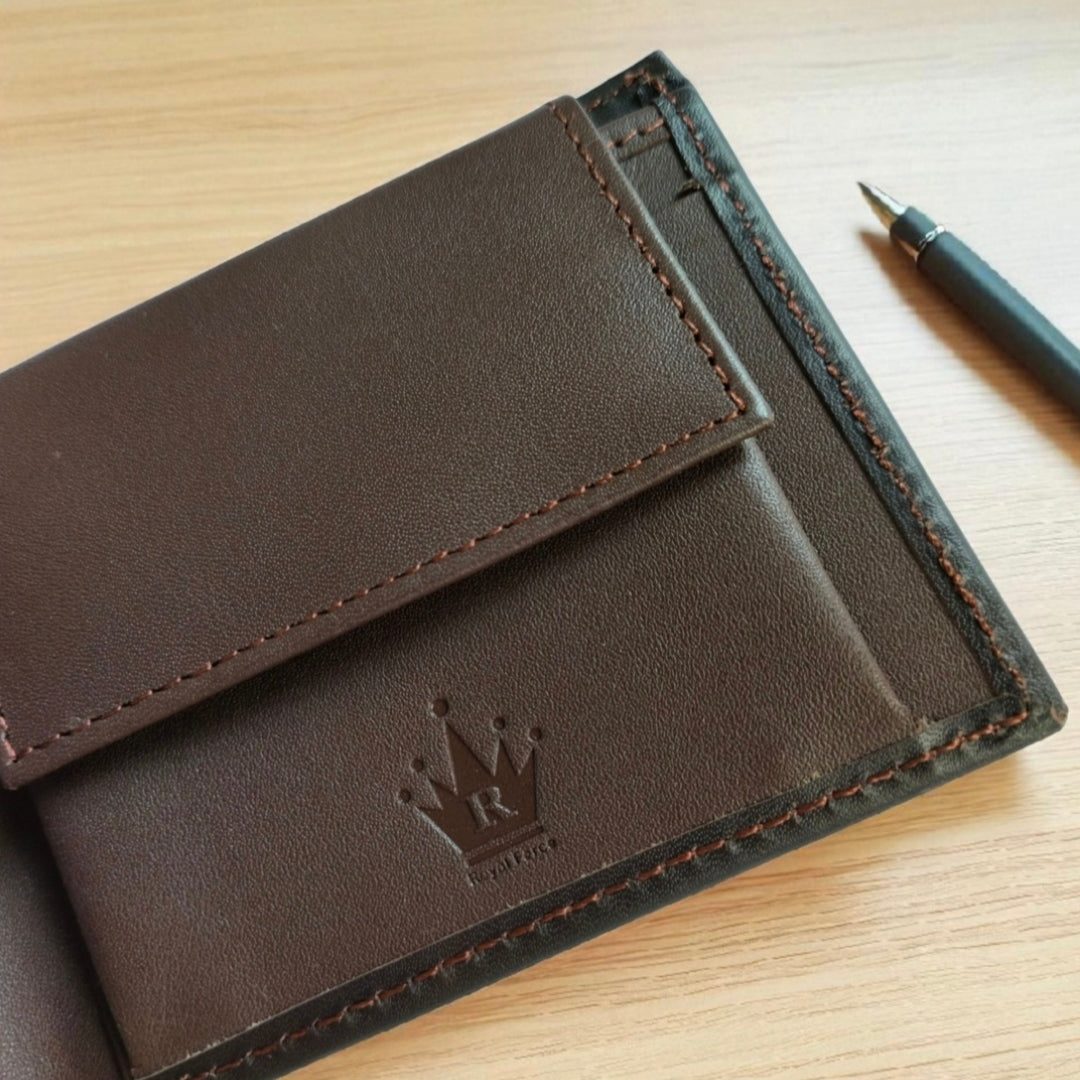 ROYAL FORCE Brown Men's Xenzia Slim Wallet With  AUSTIN RFID Blocking Bifold Credit Card Holder With Gift Box
