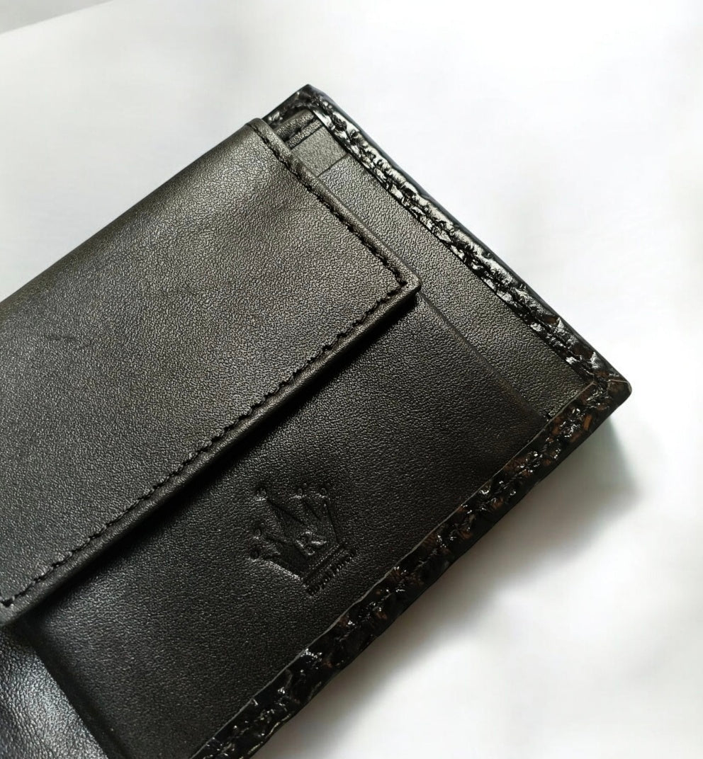 ROYAL FORCE Black Men's Croco Slim Wallet With  AUSTIN RFID Blocking Bifold Credit Card Holder With Gift Box
