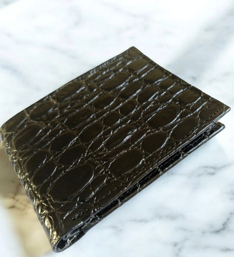 ROYAL FORCE Black Men's Croco Slim Wallet With  AUSTIN RFID Blocking Bifold Credit Card Holder With Gift Box