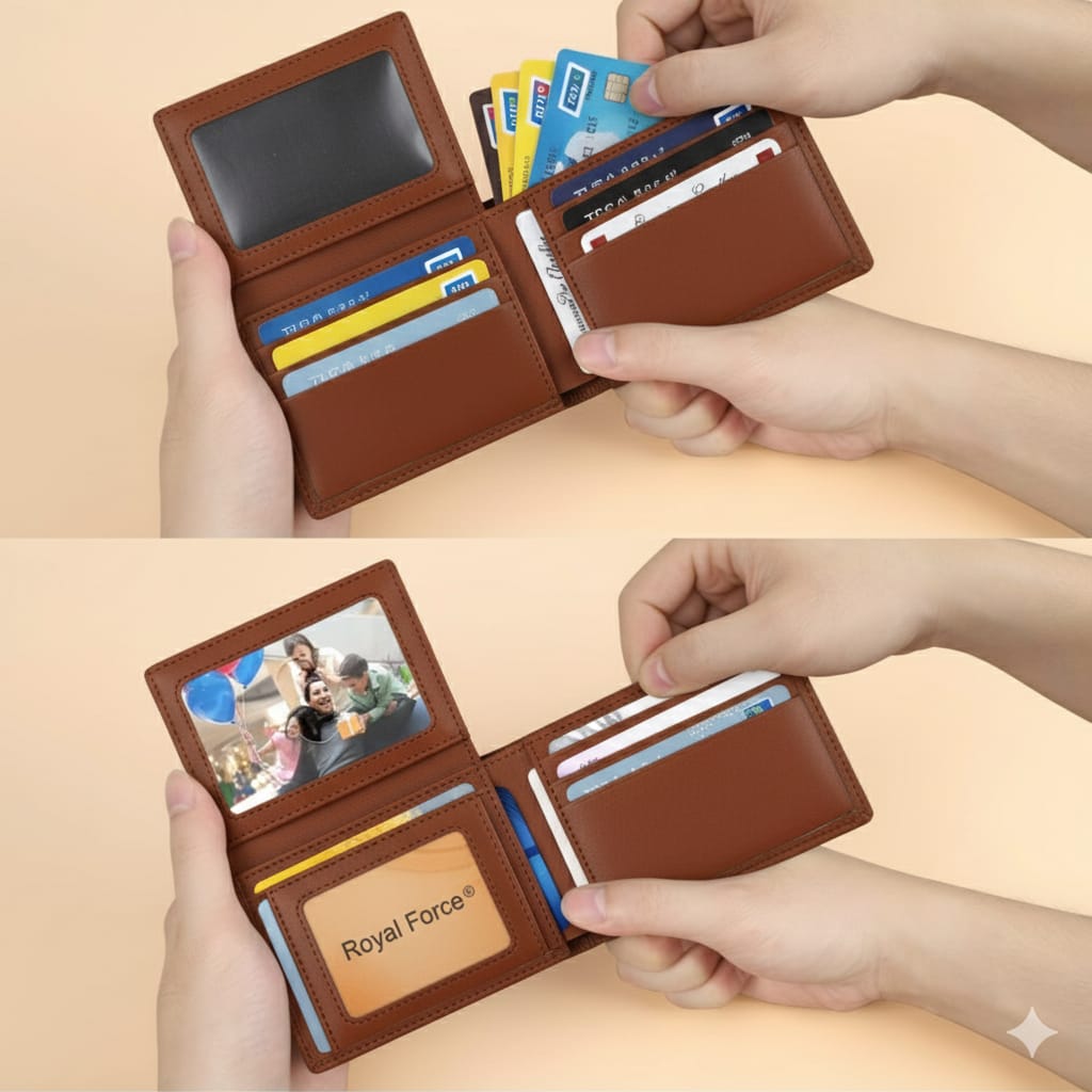 Royal Force Parliament Men's Wallet | RFID Blocking Leather Minimalist Wallet |  Caramel Wallet for Men