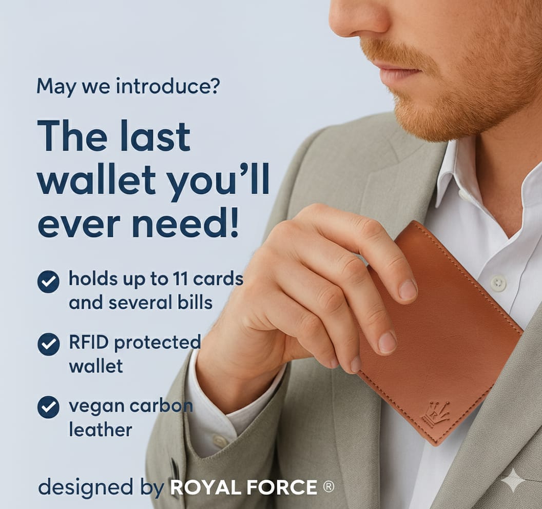 Royal Force Parliament Men's Wallet | RFID Blocking Leather Minimalist Wallet |  Caramel Wallet for Men