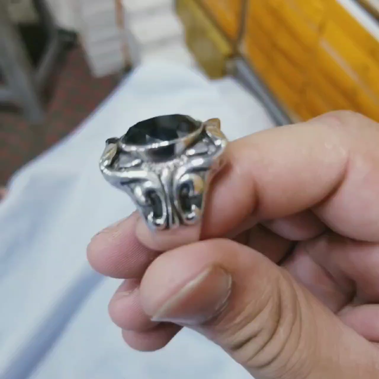 Aqeeq Stone Silver Ring